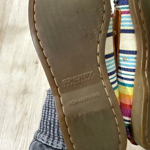 Sperry Top Sider Women's Brown Rainbow Striped Boat Shoe Size 7 - Picture 7 of 8